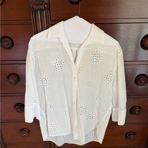 Zara White Eyelet Blouse